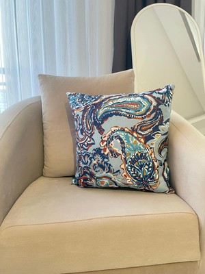 Çift Taraflı Etnik Desen Keten Kırlent Kılıfı