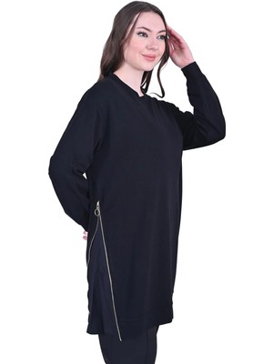 Invee Fermuar Detayli Tunik 7047 Siyah