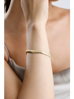 Zümrüt Sarraf 14 Ayar Altın Balık Sırtı Zincir Bileklik 5 mm