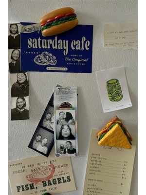 Arma House 2'li El Yapımı Mini Buzdolabı Magnet Seti & Fotoğraf ve Not Tutucu Sandviç Model