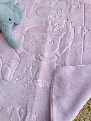 bebexy Fil Desenli Pembe Çocuk Battaniyesi