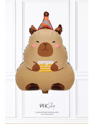 Pekshop Pastalı Kapibara Folyo Balon Kapibara Doğum Günü Balonu