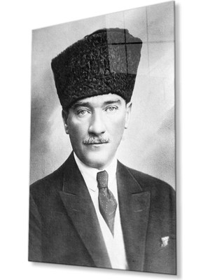 idealizbiz Atatürk Cam Tablo 4mm Dayanıklı Temperli Cam, Atatürk Glass Wall Art