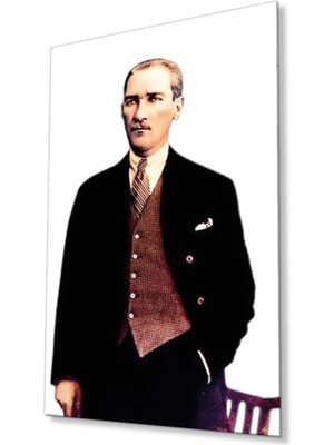 idealizbiz Atatürk Cam Tablo 4mm Dayanıklı Temperli Cam, Atatürk Glass Wall Art