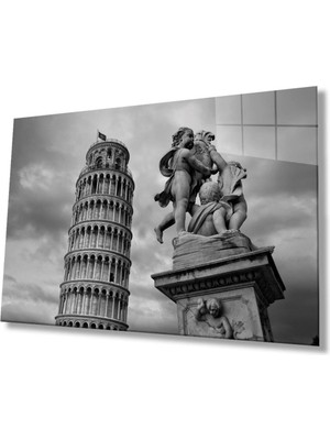 idealizbiz Pisa Cam Tablo 4mm Dayanıklı Temperli Cam, Pisa Glass Wall Decor