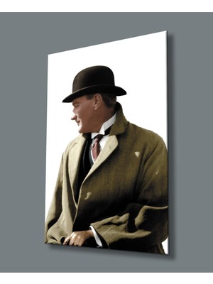 idealizbiz Atatürk Cam Tablo 4mm Dayanıklı Temperli Cam, Atatürk Glass Wall Art