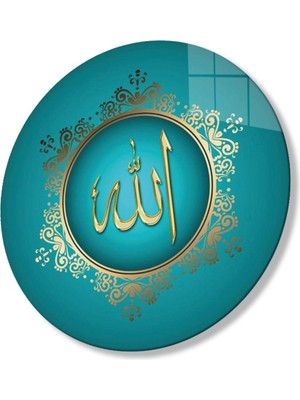 idealizbiz Allah Lafzı Esmaül Hüsna Dini Islami Duvar Dekoru Yuvarlak Cam Tablo 4mm Dayanıklı Temperli Cam