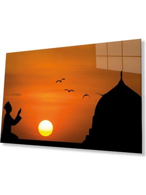 idealizbiz Gün Batımı Dua Dini Duvar Dekoru Cam Tablo 4mm Dayanıklı Temperli Cam