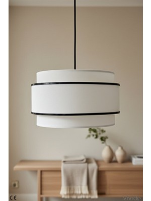 Duru Homelight Beyaz Siyah Şeritli Dopia Sarkıt Avize | Salon ve Yatak Odası Aydınlatma