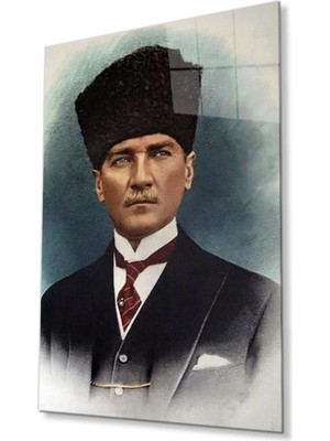 idealizbiz Atatürk Cam Tablo 4mm Dayanıklı Temperli Cam, Atatürk Glass Wall Art