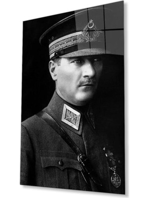 idealizbiz Atatürk Cam Tablo 4mm Dayanıklı Temperli Cam, Atatürk Glass Wall Art