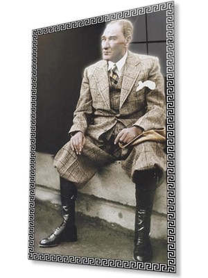 idealizbiz Atatürk Cam Tablo 4mm Dayanıklı Temperli Cam, Atatürk Glass Wall Art