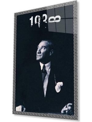 idealizbiz Atatürk Cam Tablo 4mm Dayanıklı Temperli Cam, Atatürk Glass Wall Art