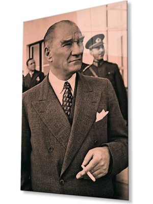 idealizbiz Atatürk Cam Tablo 4mm Dayanıklı Temperli Cam, Atatürk Glass Wall Art