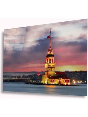 idealizbiz Istanbul Kız Kulesi Cam Tablo 4mm Dayanıklı Temperli Cam