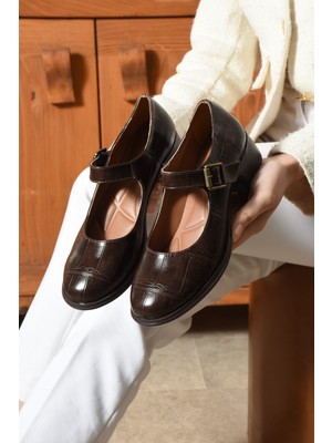 Dabab Shoes Clarıssa Kadın Kahverengi 4 cm Taban Tokalı Yuvarlak Burun Rahat Günlük Loafer Babet Ayakkabı