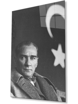 idealizbiz Atatürk Cam Tablo 4mm Dayanıklı Temperli Cam, Atatürk Glass Wall Art