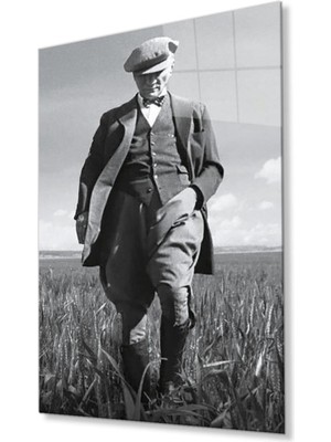 idealizbiz Atatürk Cam Tablo 4mm Dayanıklı Temperli Cam, Atatürk Glass Wall Art