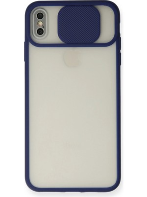 Evyora Newface Iphone Xs Max Kılıf Palm Buzlu Kamera Sürgülü Silikon - Lacivert