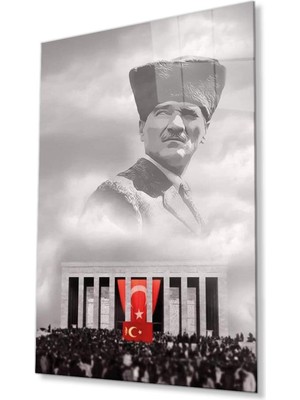 idealizbiz Atatürk Cam Tablo 4mm Dayanıklı Temperli Cam, Atatürk Glass Wall Art