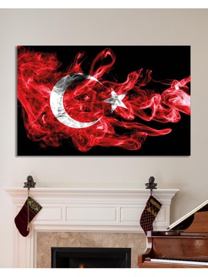 idealizbiz Bayrak Desenli Cam Tablo Modern Ofis Makam Odası Hediyelik Büyük Tablo Duvar Dekoru