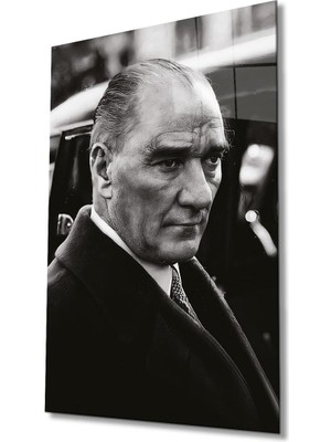idealizbiz Atatürk Portre Cam Tablo Modern Ev Ofis Salon Hediyelik Büyük Tablo Duvar Dekoru