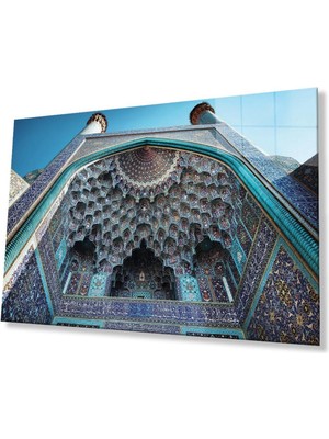 idealizbiz Cami Kubbe Dini Islami Duvar Dekoru Kaligrafi Cam Tablo 4mm Dayanıklı Temperli Cam