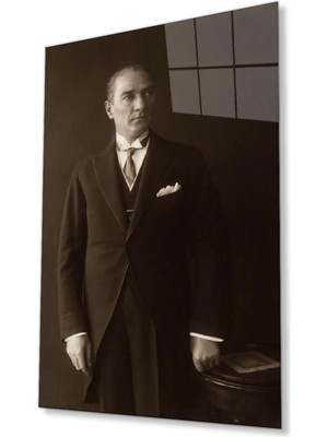 idealizbiz Atatürk Cam Tablo 4mm Dayanıklı Temperli Cam, Atatürk Glass Wall Art
