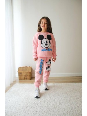 Cg Kids Mickey Mouse Kız Çocuk 3 Iplik Şardonlu Alt Üst Takım Süper Kalite Kumaş
