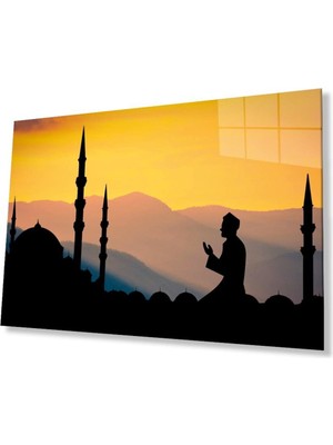 idealizbiz Cami Gün Batımı Dua Dini Duvar Dekoru Cam Tablo 4mm Dayanıklı Temperli Cam