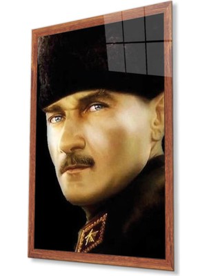 idealizbiz Atatürk Cam Tablo 4mm Dayanıklı Temperli Cam, Atatürk Glass Wall Art