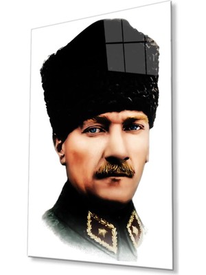 idealizbiz Atatürk Cam Tablo 4mm Dayanıklı Temperli Cam, Atatürk Glass Wall Art