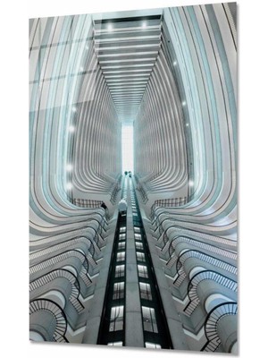 idealizbiz Geometrik Bina Cam Tablo 4mm Dayanıklı Temperli Cam