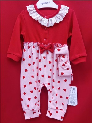 Başak Çocuk Giyim 441512 Renkli Kalpli Tulum 3 Ay,6 Ay,9 Ay Kız - Pembe - 6 Ay - BSK41X00010998-PEMBE-6 Ay