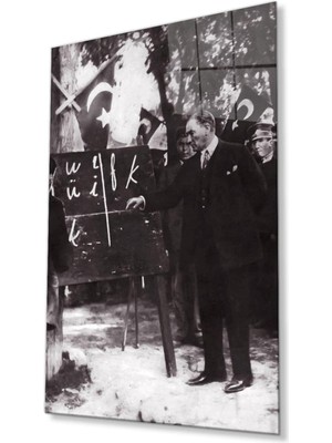 idealizbiz Atatürk Cam Tablo 4mm Dayanıklı Temperli Cam, Atatürk Glass Wall Art