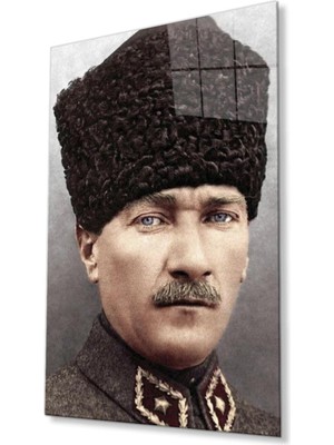 idealizbiz Atatürk Cam Tablo 4mm Dayanıklı Temperli Cam, Atatürk Glass Wall Art