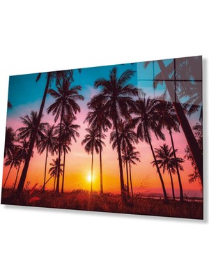 idealizbiz Günbatımı Manzara Cam Tablo 4mm Dayanıklı Temperli Cam