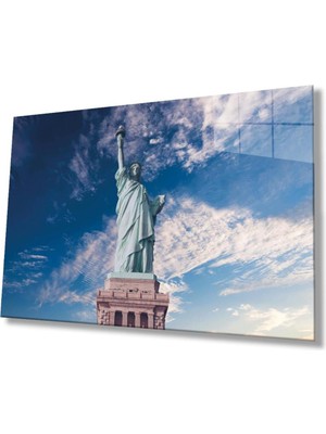 idealizbiz Özgürlük Heykeli Cam Tablo 4mm Dayanıklı Temperli Cam, Statue Of Liberty Glass Wall Decor