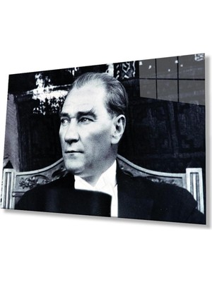 idealizbiz Atatürk Cam Tablo 4mm Dayanıklı Temperli Cam, Atatürk Glass Wall Art
