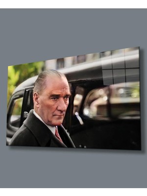 idealizbiz Atatürk Cam Tablo Hediyelik Büyük Tablo Ev Ofis Dekoru