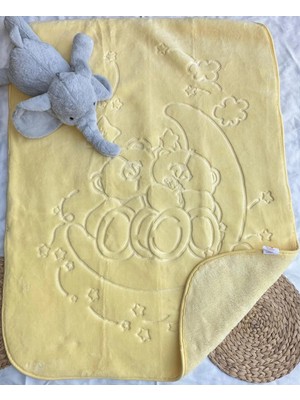 bebexy Sarı Yıldız Ayıcık Desenli Çocuk Battaniyesi