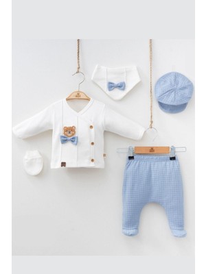 Cantoy Erkek Bebek Süzine Ayıcık Desenli 5 Li Hastane Çıkış Set