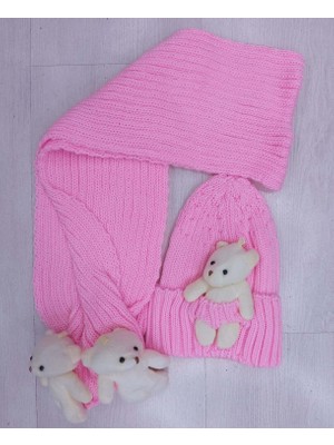 Başak Çocuk Giyim 9003 Kız Triko Atkı Bere Takım 1/8 Yaş - Pembe - Standart