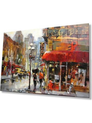 idealizbiz Şehir Cam Tablo 4mm Dayanıklı Temperli Cam, City Glass Wall Decor