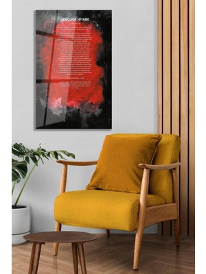 idealizbiz Atatür'ün Gençliğe Hitabesi Cam Tablo Modern Ofis Makam Odası Hediyelik Büyük Tablo Duvar Dekoru