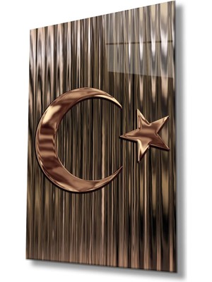 idealizbiz Türk Bayrağı Bayrak Cam Tablo Modern Ev Ofis Salon Hediyelik Büyük Tablo Duvar Dekoru