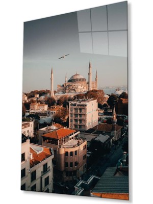 idealizbiz Ayasofya Cami Manzara Dini Duvar Dekoru Cam Tablo 4mm Dayanıklı Temperli Cam