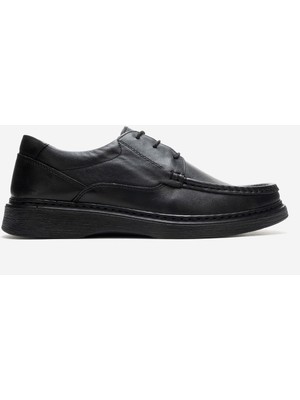 Dericlub Erkek Ortopedik Bağcıklı Comfort Günlük Ayakkabı Gerçek Deri Hz 379 Siyah