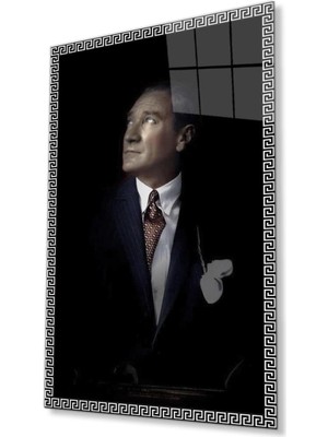 idealizbiz Atatürk Cam Tablo 4mm Dayanıklı Temperli Cam, Atatürk Glass Wall Art