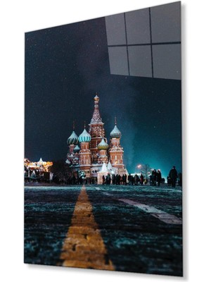 idealizbiz Moskova Cam Tablo 4mm Dayanıklı Temperli Cam, Moscow Glass Wall Decor